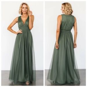 NWT Baltic Born Dark Sage Kamila Tulle Maxi Dress 1XL
